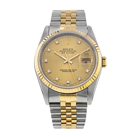 rolex datejust automatic gents bi metal watch model no 16013|Rolex Datejust Ref.16013 with box and warranty, champagne.